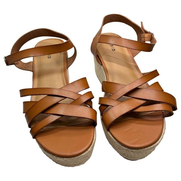 Torrid Brown Faux Leather Espadrille Platform Wedge Sandals - Size 12 - Picture 11 of 11